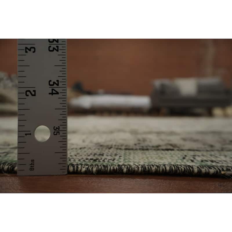 Hand Knotted Oriental 100% Wool Carpet Transitional Floral Green Anatolian Area Rug - 9' 0'' X 5' 11''