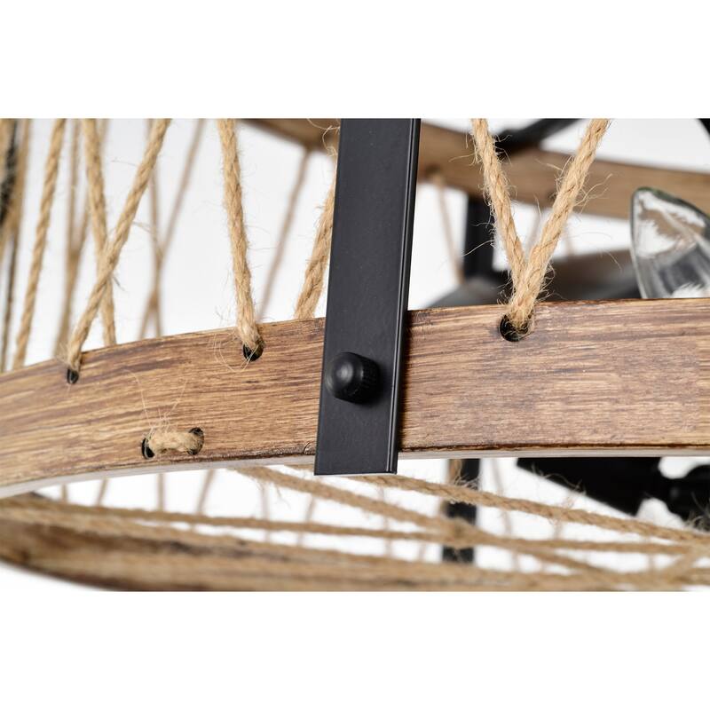 Delano 24-inch Matte Black and Imitation Wood 6 Lights 3 Blades Lighted Ceiling Fan with Remote