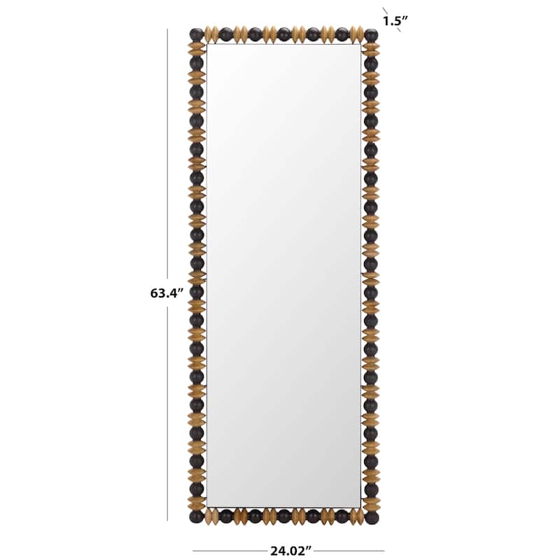 SAFAVIEH Home Azaria, 24-inch, Pinewood/Metal Full Length Mirror - 24"W x 2"D x 63"H