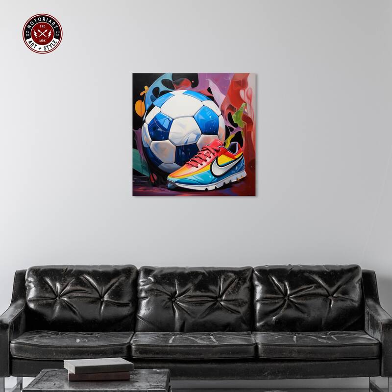 Notoriart Colorful Soccer Sneaker Splash Gallery Wrapped Soccer 1 Piece Canvas Wall Art