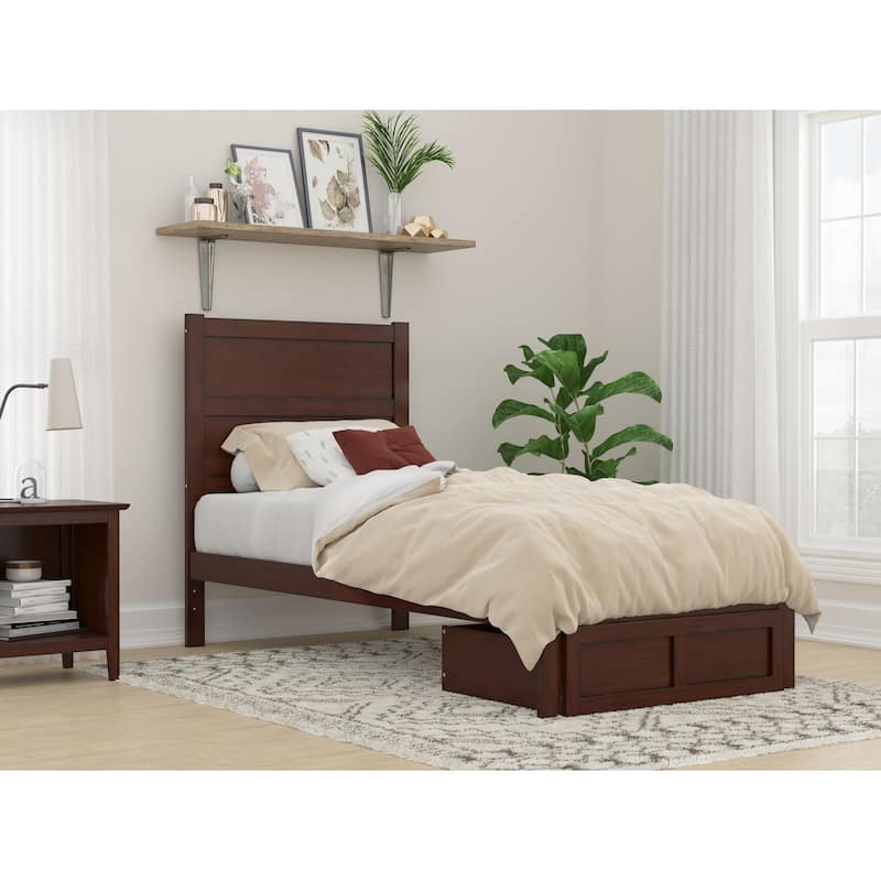 NoHo Twin XL Bed with Foot Drawer in Walnut