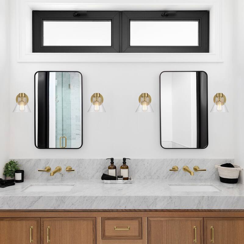 Willow Creek 7.5 in. 1-Light Brushed Gold Contemporary Wall Sconce Light