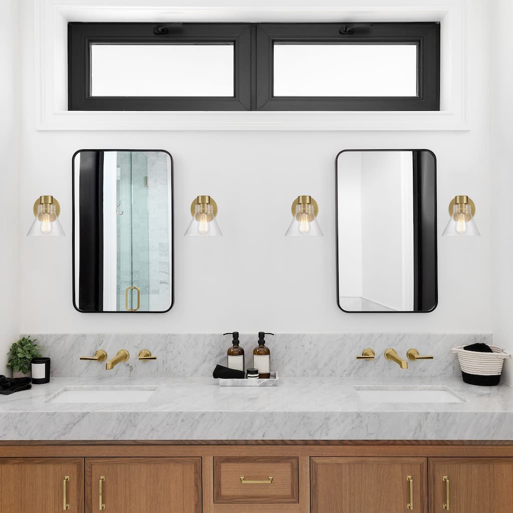 Willow Creek 7.5 in. 1-Light Brushed Gold Contemporary Wall Sconce Light