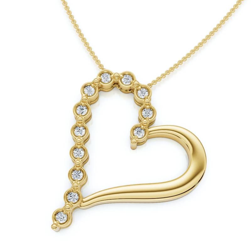 Bliss Diamond Diamond Heart Pendant Gold Necklace Lab Grown 18" - Yellow