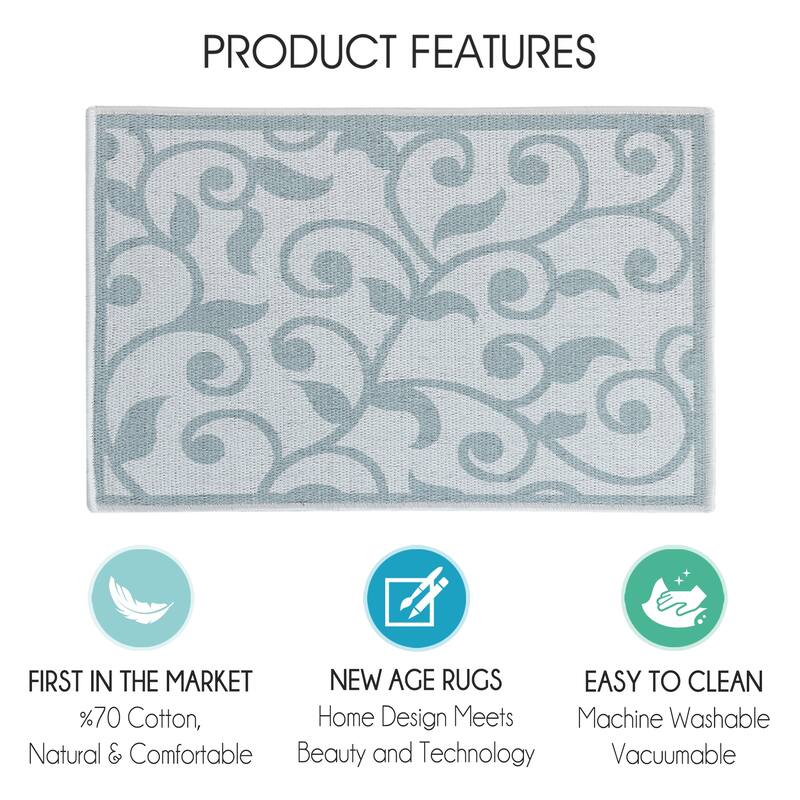 SussexHome Non-Skid Ultra-Thin Area Rugs for Laundry Room, Entryway, Bathroom and Kitchen - Washable Multipurpose Floor Mat