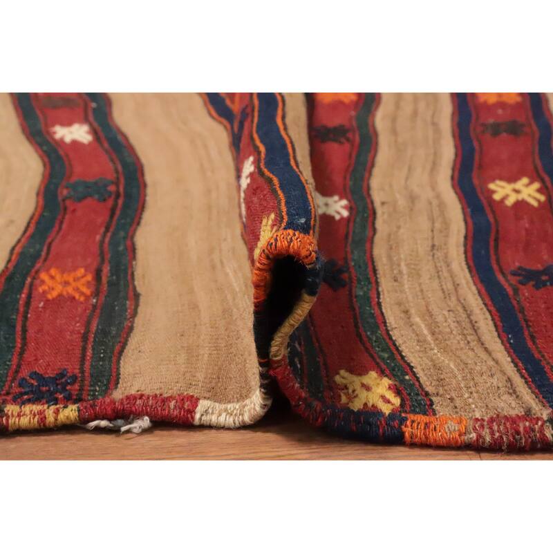 Hand Woven Oriental 100% Wool Carpet Southwestern Tribal Multi-Colored Kilim Area Rug - 9' 6'' X 5' 2''