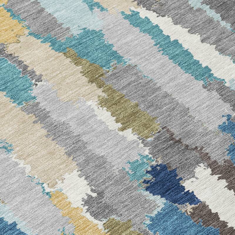 Machine Washable Indoor/ Outdoor Contemporary Stacks Chantille Rug