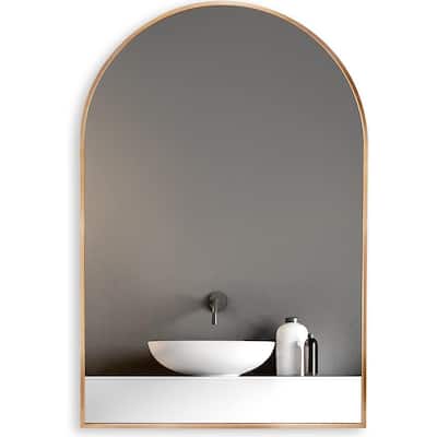 20x30 Inch Metal Framed Arched Bathroom Mirror for Wall