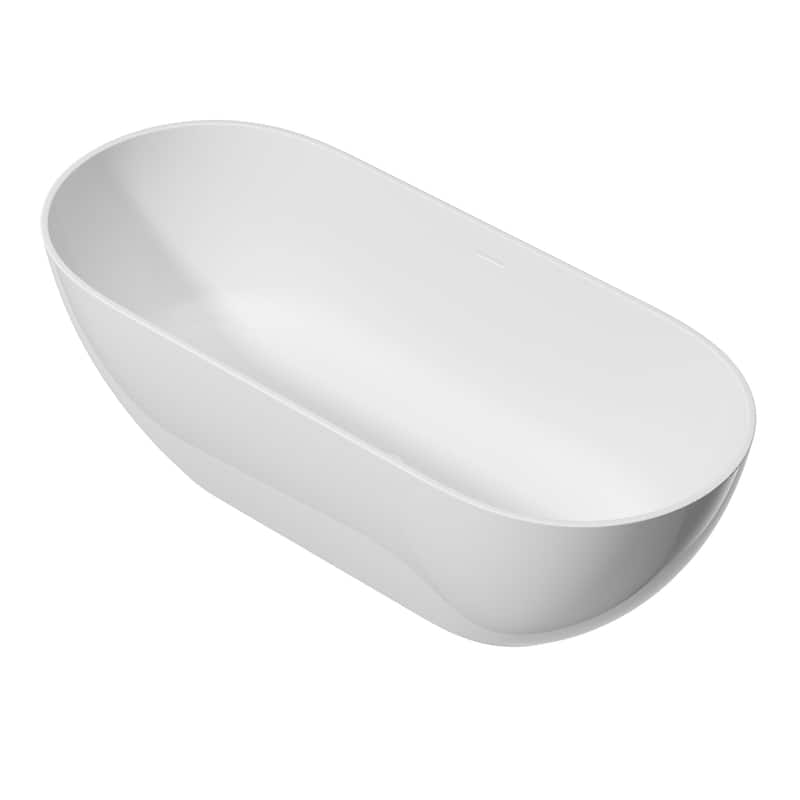 63 in. Solid Surface Freestanding Flatbottom Soaking Bathtub