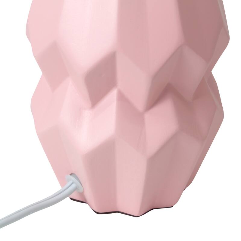 Ceramic Geometric Table Lamp with Fabric Shade for Bedroom - 6 x 6 x 13 in. (L x W x H)