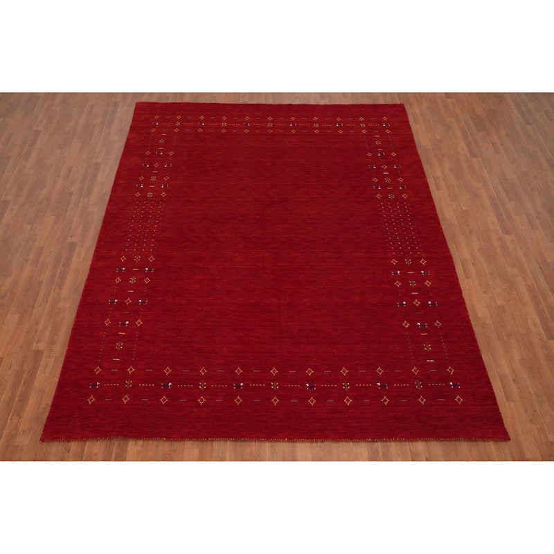 Hand Knotted Oriental 100% Wool Carpet Tribal Animal Pictorial Red Gabbeh Area Rug - 11' 9'' X 9' 1''