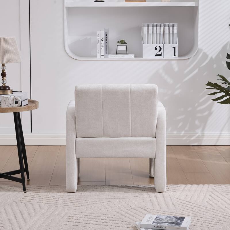 Chenille Upholstered Single Armchair, Ergonomic Lounge Reading Chair, High-density Foam Sofa Chair for Living Room, Bedroom