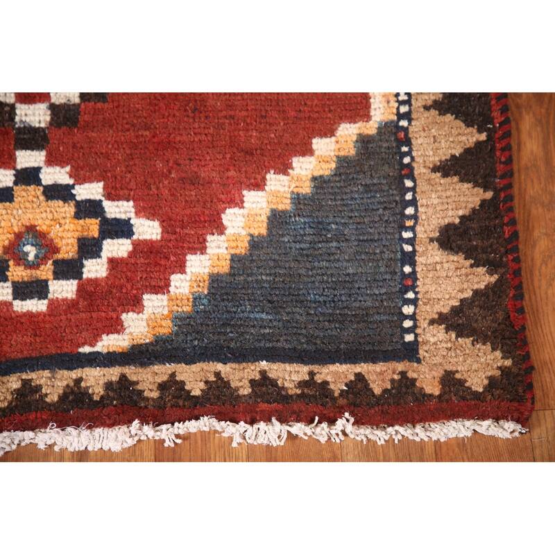 Orange Qashqai Persian Vintage Area Rug Handmade Wool Carpet - 3'3"x 6'1"