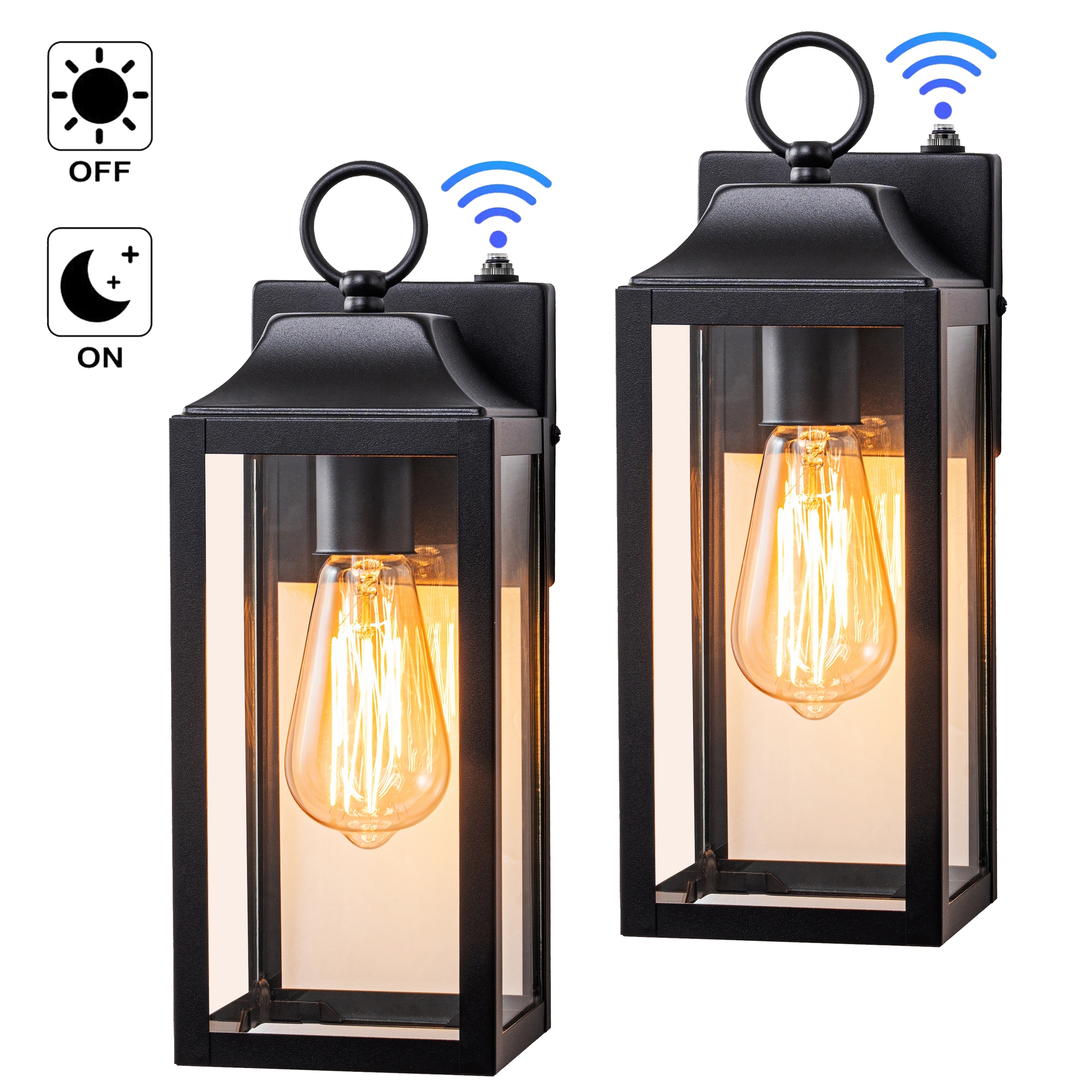 C Cattleya 2-Pack Matte Black Dusk to Dawn Outdoor Wall Sconce Light