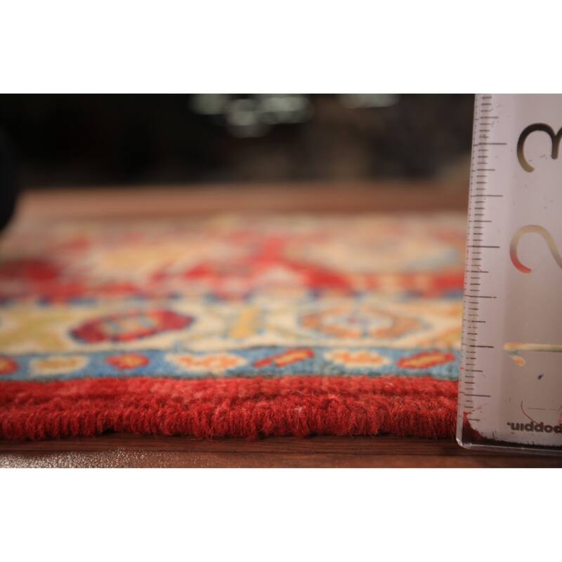 Geometric Red Kazak Oriental Foyer Rug Handmade Wool Carpet - 2'0" x 3'0"