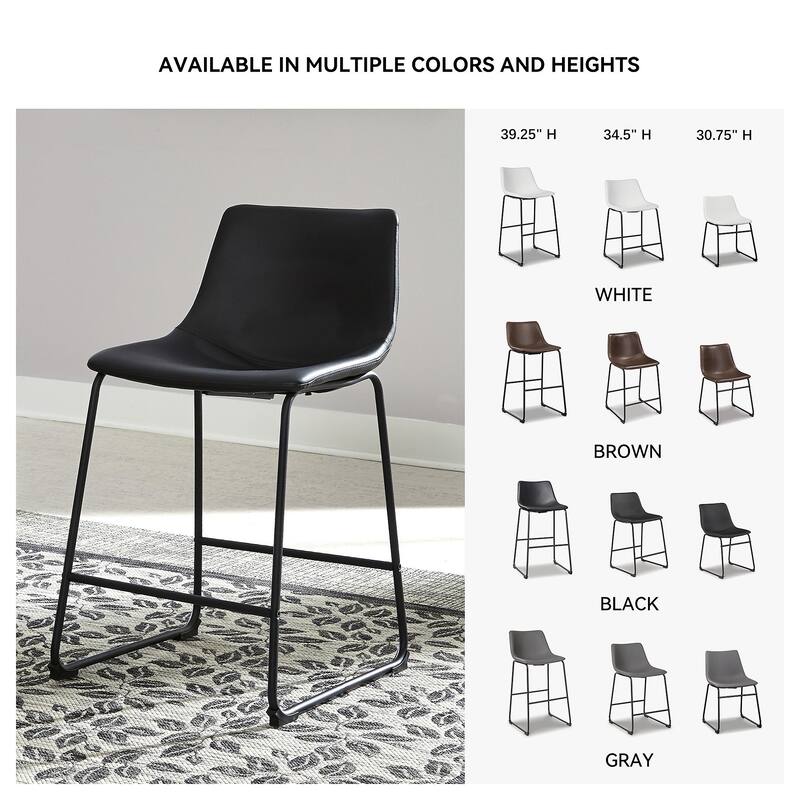 Signature Design by Ashley Centiar Black Bar Stool (Set of 2)
