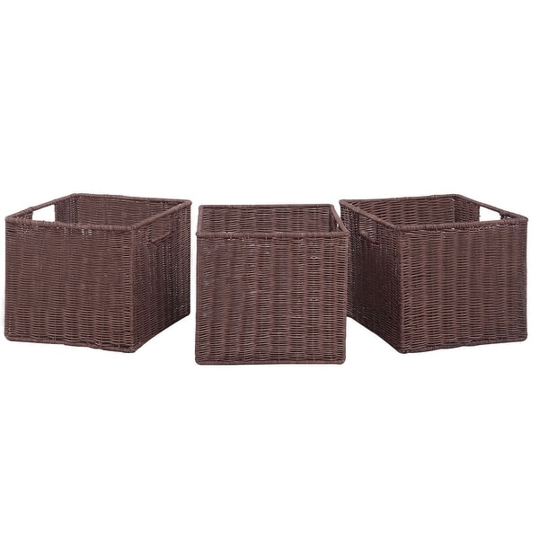 Costway Set Of 3 Wicker Rattan Storage Baskets Nest Nesting Costway Set Of 3 Wicker Rattan Storage Baskets Nest Nesting Cube Bin Box As Pic