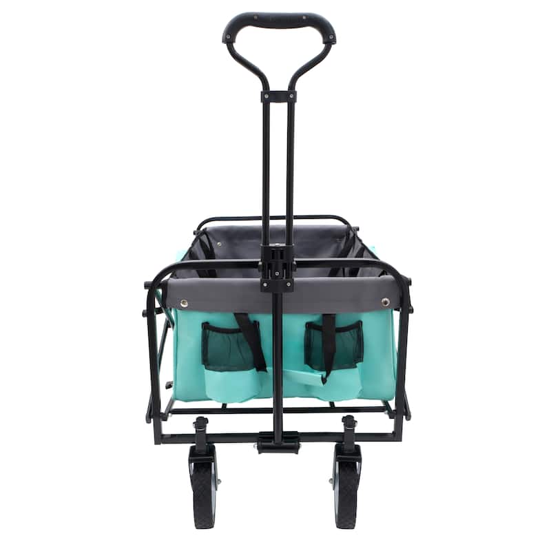 Heavy-Duty All-Terrain Folding Wagon - 360lb Capacity with Storage Straps, Green