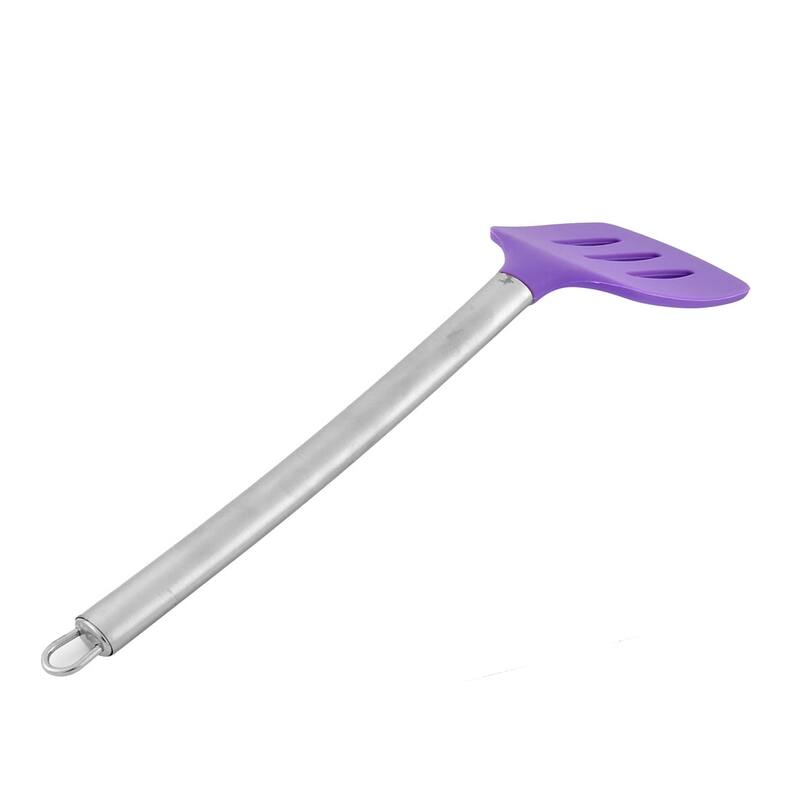 Kitchen Stainless Steel Handle Silicone Slotted Pancake Turner Spatula - 12.6" x 3.3" x 0.6"(L*W*T)