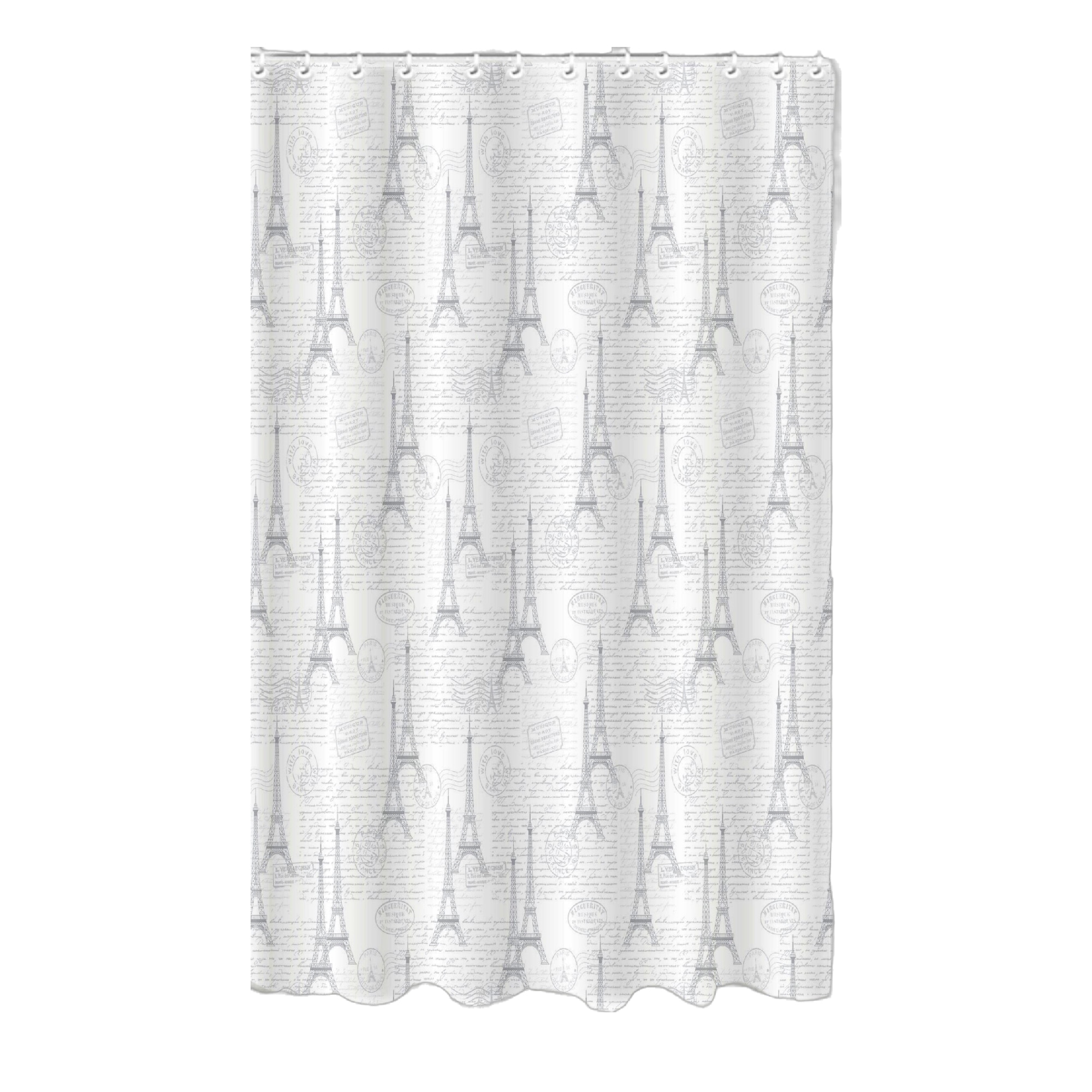 14Pc Set Peva S. Curtain + 12 Hooks + Bathmat (Paris)