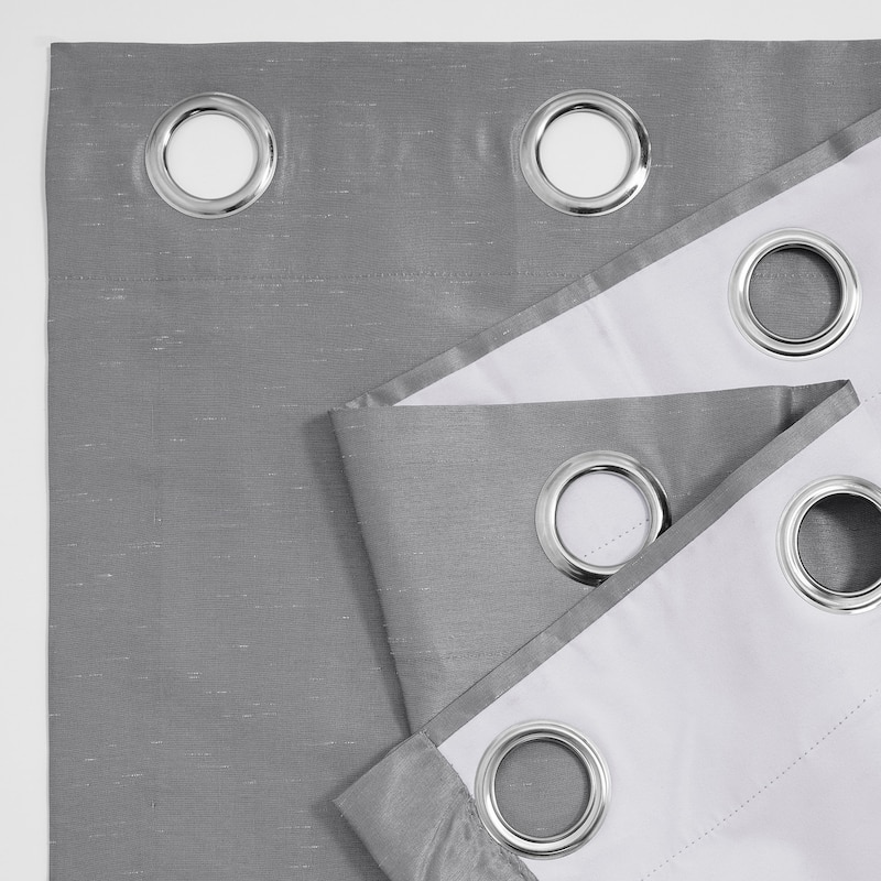 Exclusive Fabrics Textured Dupioni Faux Silk 84-inch Grommet Blackout Grommet Curtain (1 Panel) - 50 x 84