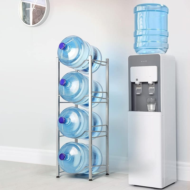 5 Gallon Water Jug Holder Water Bottle Storage Rack, 4 Tiers, Black