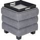 preview thumbnail 26 of 32, Modern Cube Ottoman with Tray Top and Hidden Storage Linen Seat