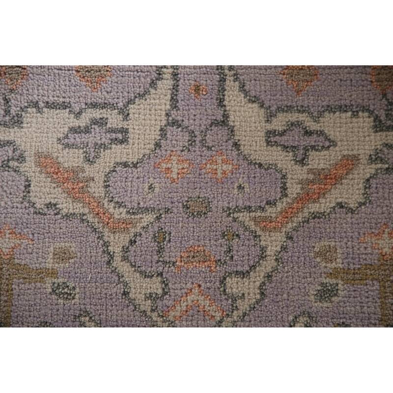 Floral Grey Oushak Runner Rug Hand-knotted Wool Carpet - 2'7"x 7'10"