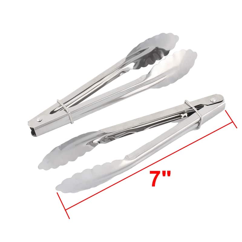 Kitchen Metal Salad Ice Cake Bread Food Tong Clip Clamp 3 Pcs - 7" x 1.2" x 1(L*W*H)