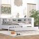 preview thumbnail 3 of 5, Wooden Full Size DayBed with Twin Size Trundle, DayBed with Storage Shelf and USB Charging Ports,White