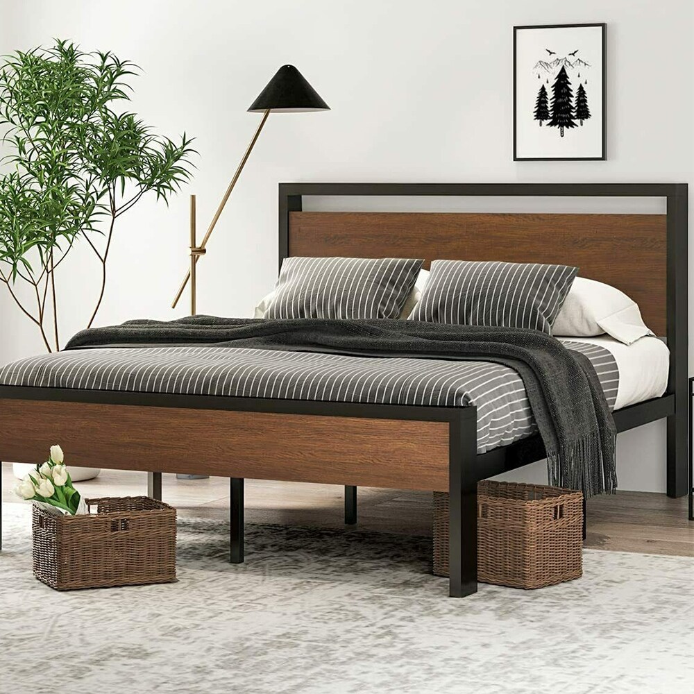 Metal and wood headboard queen store