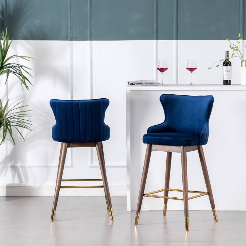 Upholstered Wingback Bar Stools Set of 2