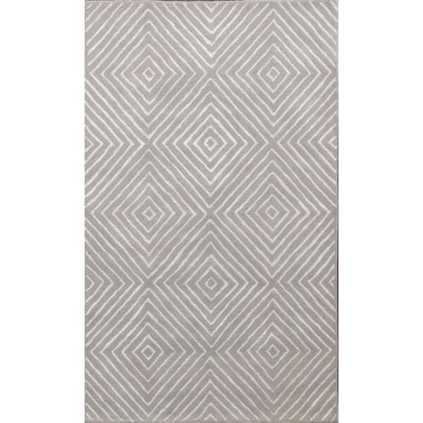 Geometric Hand-Tufted Charcoal Modern Trellis Oriental Runner Rug 7' 10" x 2' 7" 