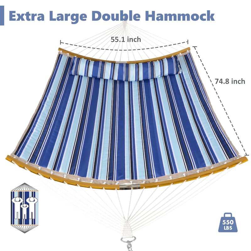Outdoor 55 Inch 2 Person Hammock with Stand and Pillow by Suncreat