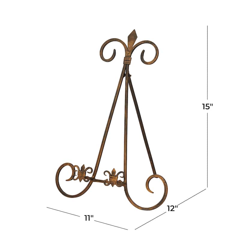 Metal Scroll Easel with Foldable Stand - Gold - Roche River Decor - 10"W x 11"L x 14"H