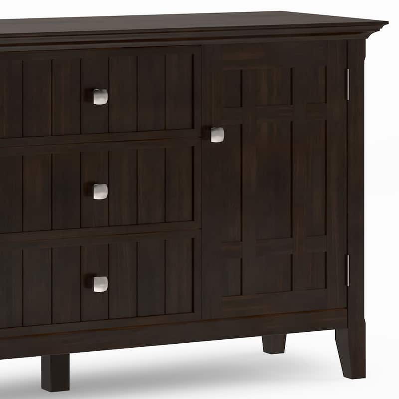 WYNDENHALL Freemont SOLID WOOD 54 inch Wide Transitional Sideboard Buffet in Dark Tobacco Brown - 17" D x 54" W x 30" H