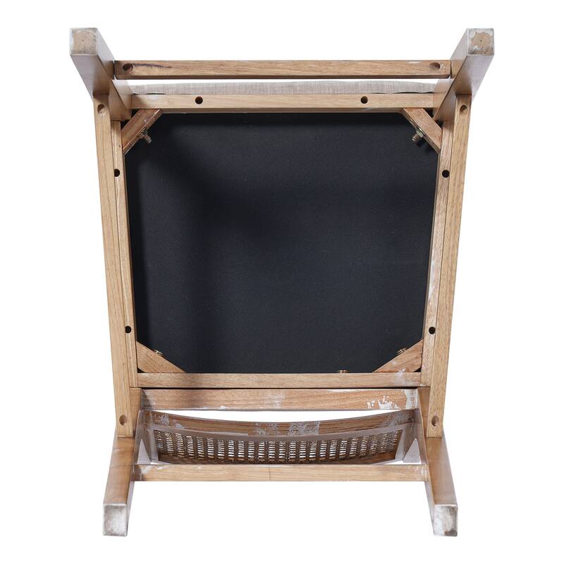 Christopher Knight Home - French Country Wood & Rattan Counter Stools with Upholstered Seat - Set of 2