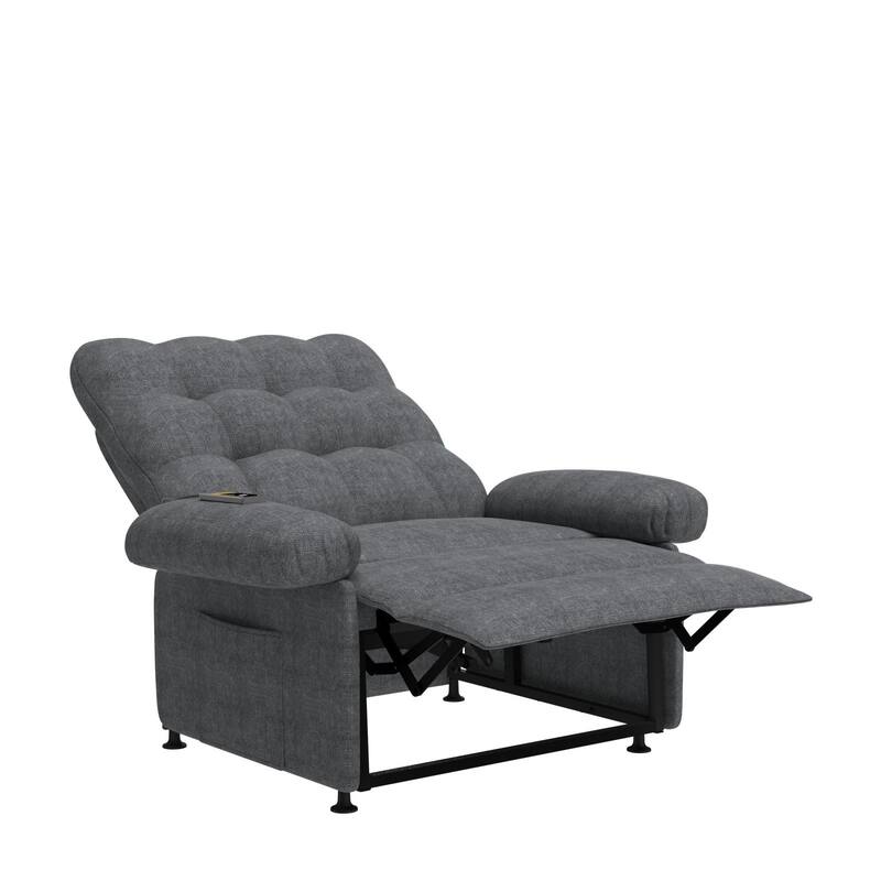 Breathable Fabric Recliner With Remote Control ,Side Pockets ,Adjustable Backrest And Footrest