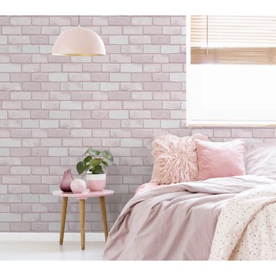 Diamond Glitter Brick Vinyl Wallpaper - 20.8 in. W x 33 ft. L
