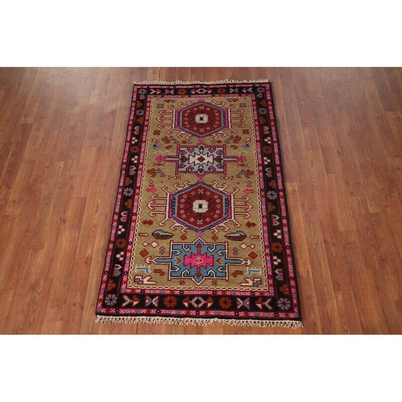 Khotan Oriental Accent Rug Hand-Knotted Wool Carpet - 2'11"x 4'11"