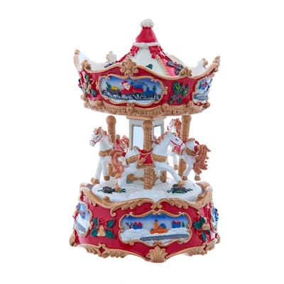 Kurt Adler 7-Inch Wind-Up Musical Carousel Table Piece