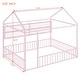 preview thumbnail 24 of 25, Full Size Metal Bed House Bed Frame with Fence and Shelves, White