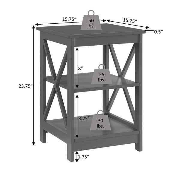 dimension image slide 2 of 5, Convenience Concepts Oxford End Table with Shelves