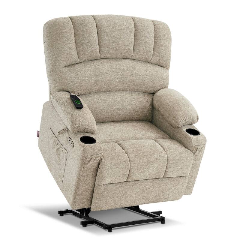MCombo Power Lift Recliner Chair with Massage and Heat for Big Elderly People, Fabric R7092 (Large-Wide)