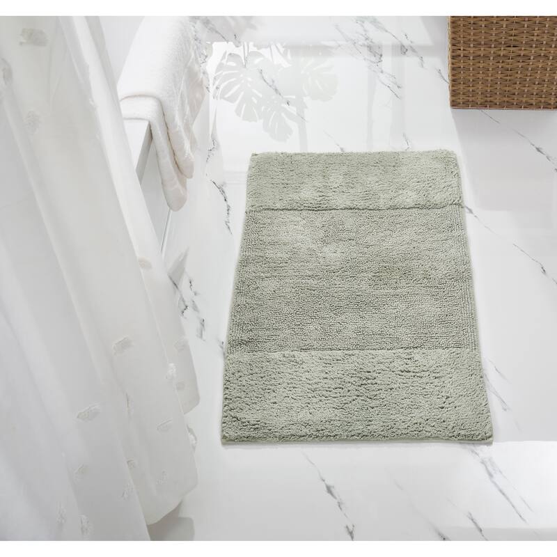 Better Trends Granada Collection 100% Cotton Tufted Bath Mats with Non-Slip Spray Latex Backing, Machine Washable for Bathroom - 24" x 40" Rectangle - Sage