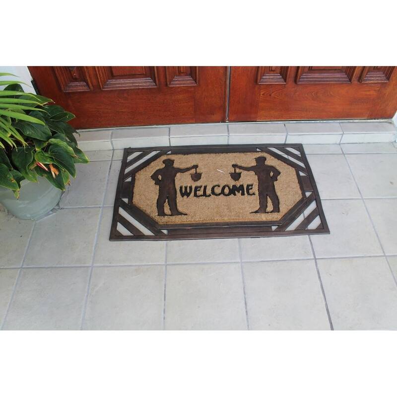 First Impression Large Rubber/ Coir Brush Welcome Doormat 23" x 38"