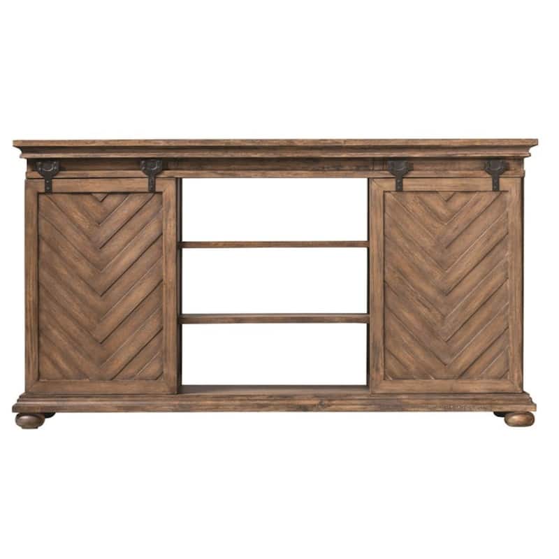 62" Black and Brown Chevron Primalia Barn Door Media Console