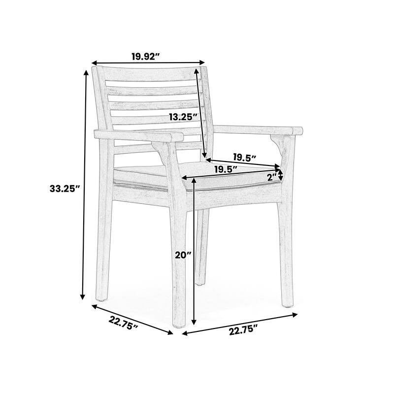 Roomfitters 2-Piece Outdoor Dining Chairs, Acacia Wood and Wicker Hybrid Seating with Water-Resistant Cushions