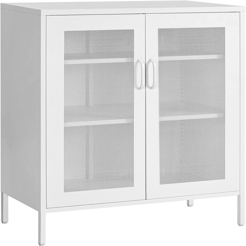 Metal Storage Cabinet with Mesh Doors - 15.7"D x 31.5"W x 41.3"H - White