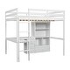 preview thumbnail 24 of 24, Full Size High Loft Bed with Underbed Bookcase L-shape Desk Storage Shelves Drawers Loft Wood Bed Frame with Ladder Guardrails